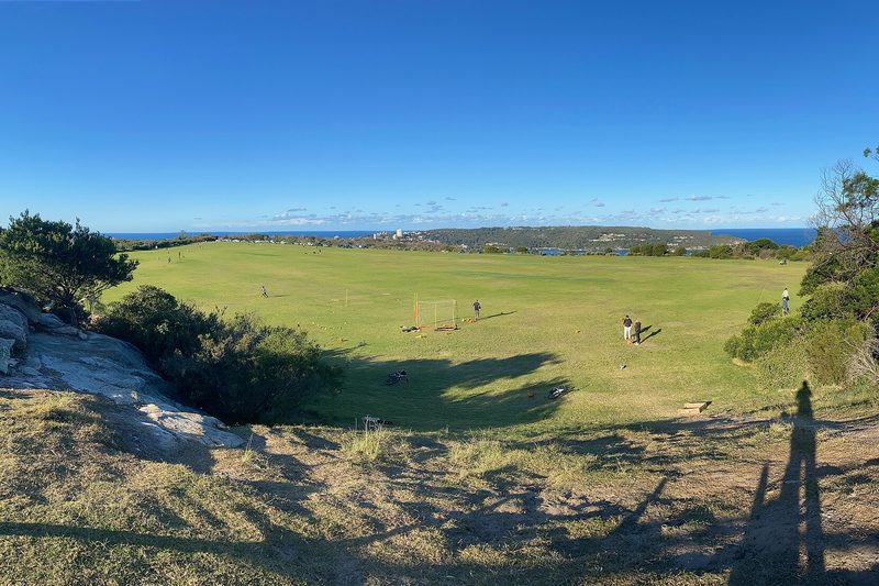 Tania Park, a clifftop sports field in Balgowlah Heights overlooking the coast