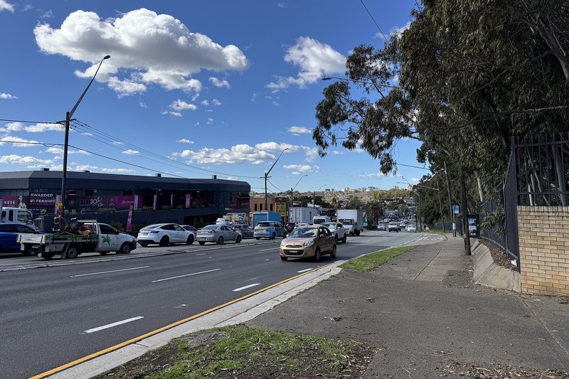 Traffic and shopfronts along King Georges Road, Beverly Hills