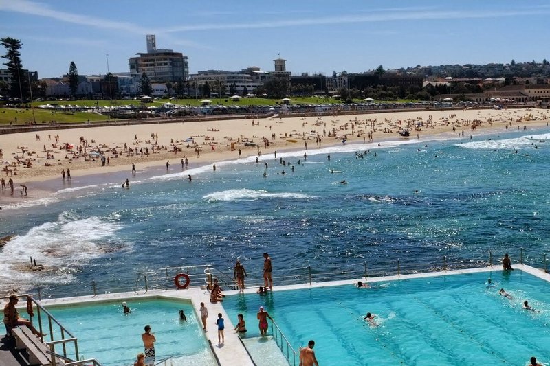 Bondi Beach seen past the Icebergs ocean pool
