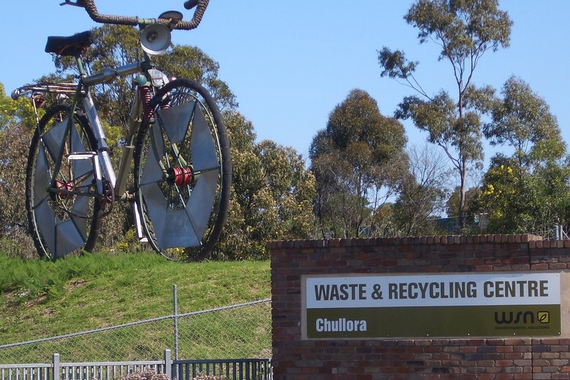 The oversized bicycle sculpture that marks the recycling centre at Chullora