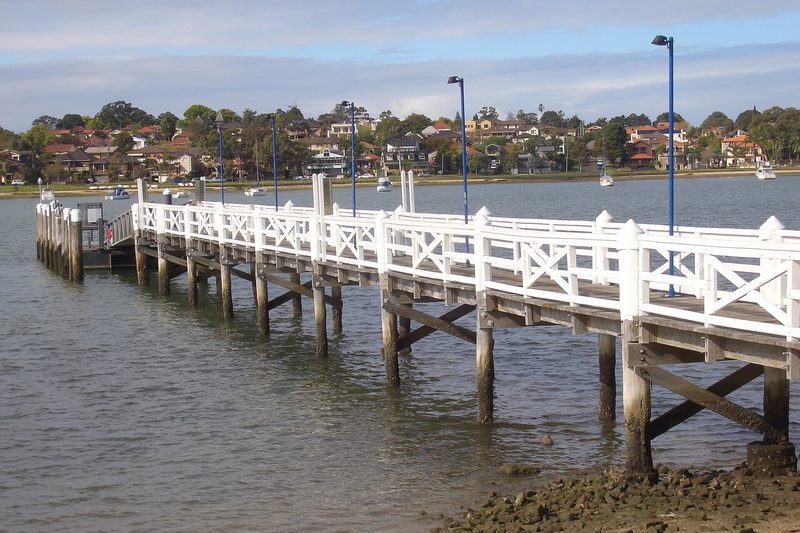 The timber wharf at Bayview Park, Concord, looking across the Parramatta River