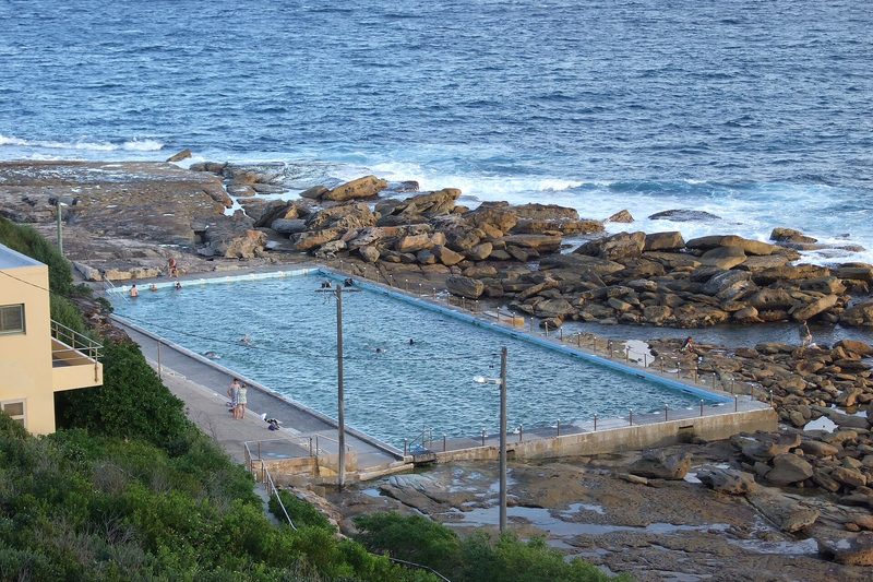 Freshwater ocean pool on the rock shelf at Freshwater Beach