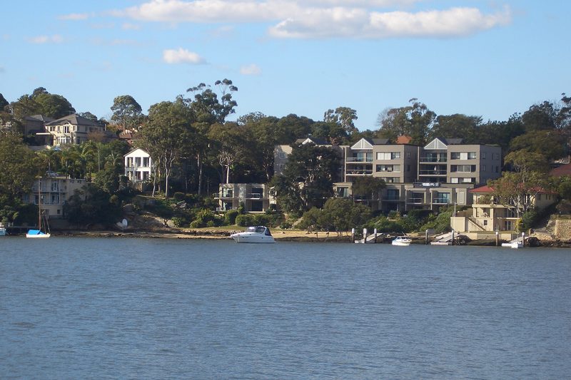 Waterfront homes and apartments on the Parramatta River at Henley