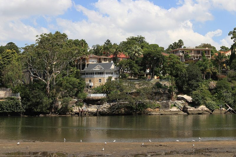 Waterfront houses on Bonnefin Road, Hunters Hill, seen across the river