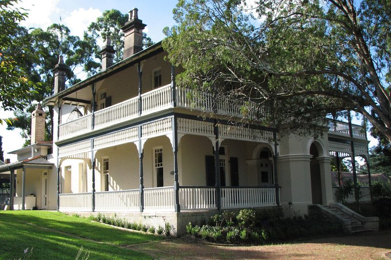 Woodlands, a heritage-listed two-storey Victorian house with timber verandahs at Killara