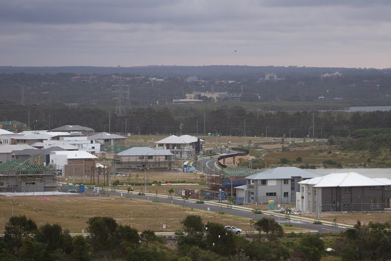 Houses on the edge of Kurnell, looking across Botany Bay towards the northern shore
