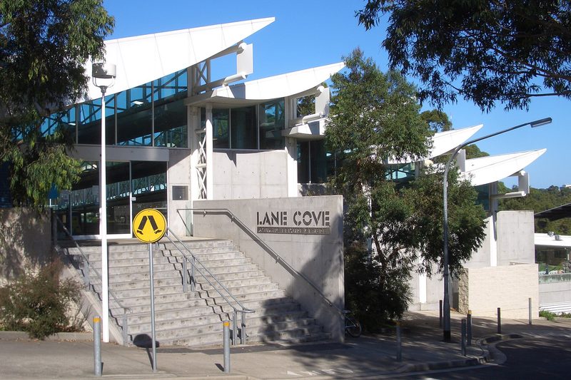 The Lane Cove Aquatic Leisure Centre, with its winged roof canopies