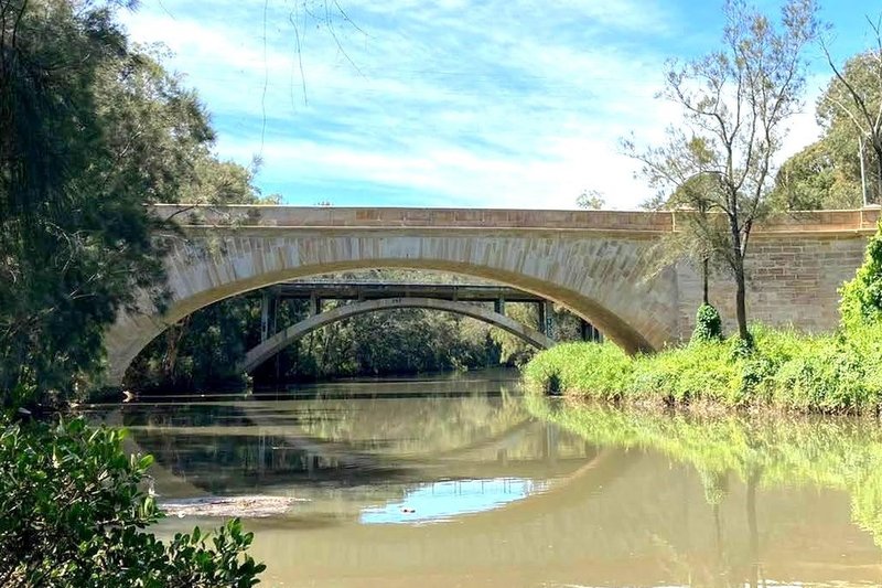 Prospect Creek below the sandstone Lansdowne Bridge at Lansvale
