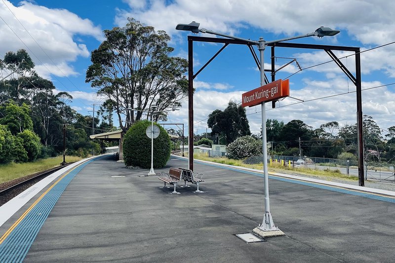 The southbound platform at Mount Kuring-gai railway station