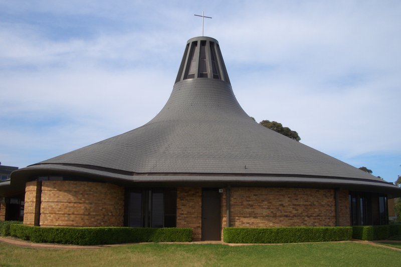 Christ the King church at North Rocks, a mid-century building with a conical roof