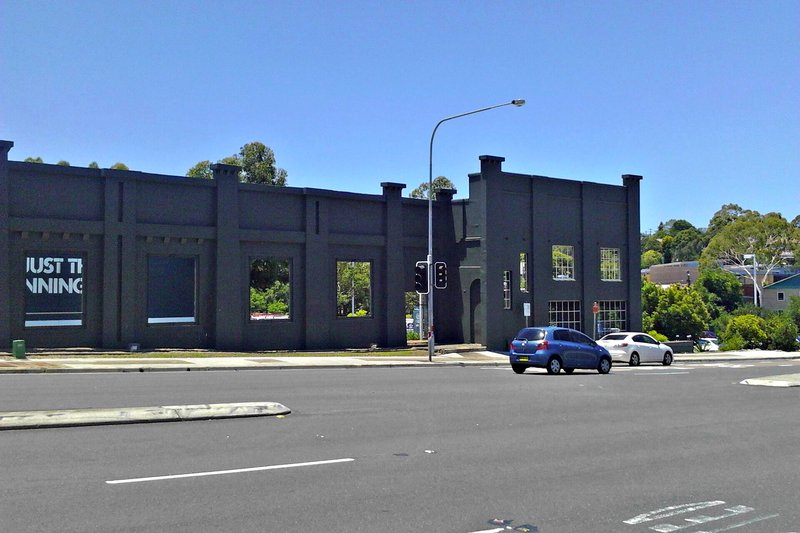 The retained facade of the former Sydney Woollen Mills on Windsor Road, Northmead