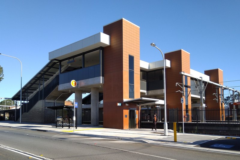 The Wentworth Avenue entrance to Pendle Hill railway station