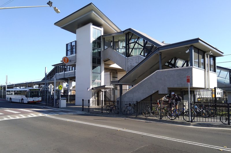 The Pearce Road entrance to Quakers Hill railway station
