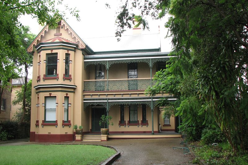 Camden, a two storey Victorian house with iron lace verandahs on Prospect Street, Rosehill