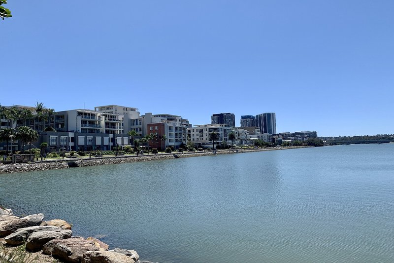Apartment buildings along the waterfront promenade at Wentworth Point