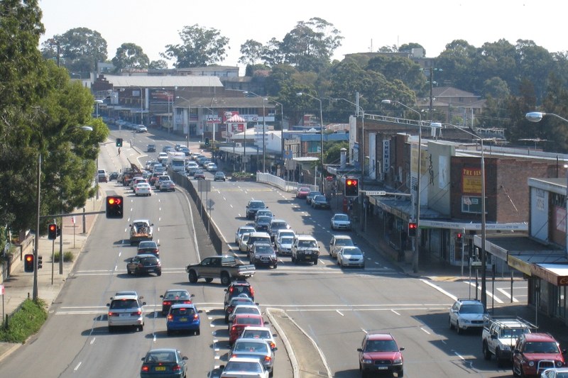 The Hume Highway running through the Yagoona shopping strip