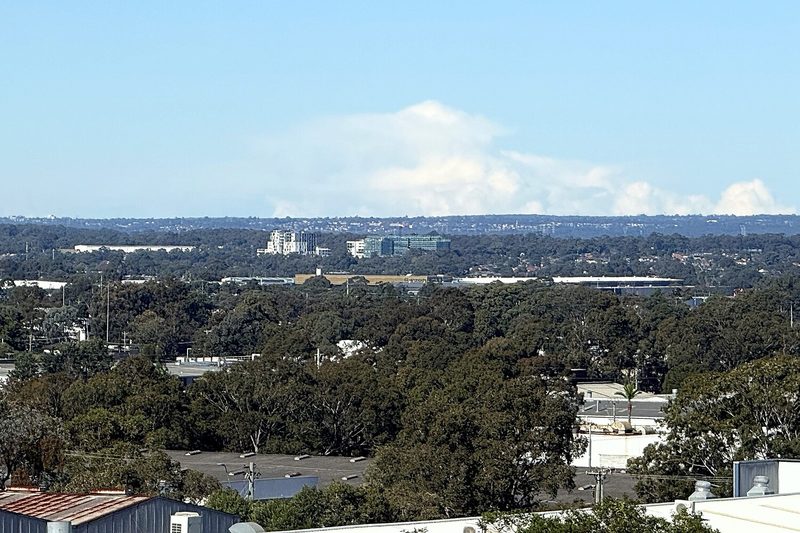 The Yennora industrial and residential area seen across tree canopy from Greystanes